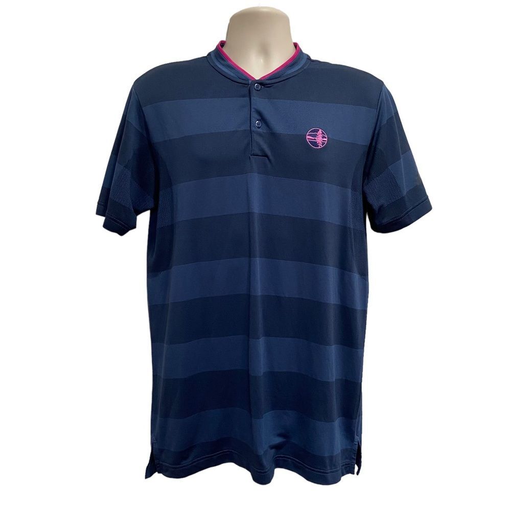 Adidas Golf Striped Primeknit Polo Shirt Sz M